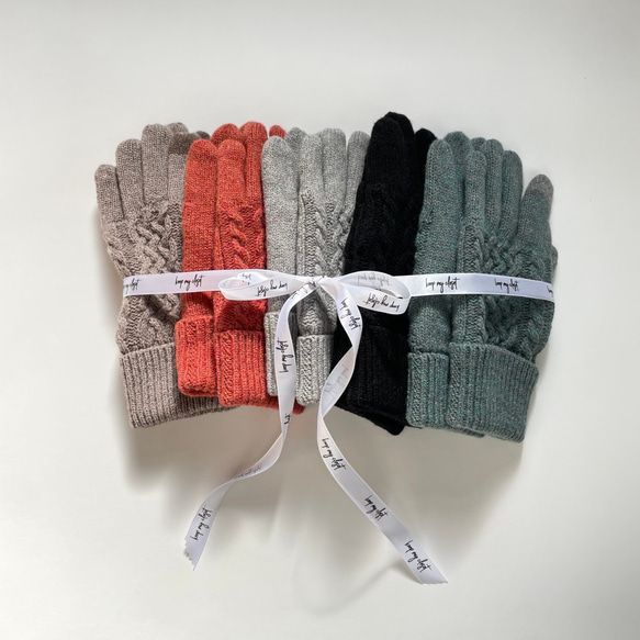 極暖♡総裏フリースだから指先まであったか！！メリノウール手袋レディース ケーブル編み KMC-111 201667 3枚目の画像