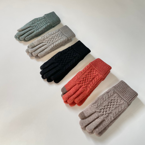 極暖♡総裏フリースだから指先まであったか！！メリノウール手袋レディース ケーブル編み KMC-111 201667 11枚目の画像