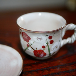 京焼・清水焼　色絵　デミタスコーヒー碗皿　槍梅 5枚目の画像