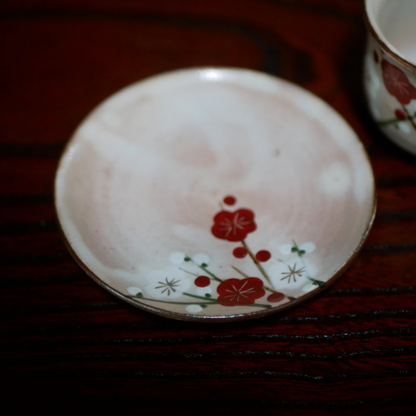 京焼・清水焼　色絵　デミタスコーヒー碗皿　槍梅 6枚目の画像