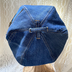 ●rejser blå デニムリメイクベレー帽 （ぽっこりタイプ）ファスナーデザイン 2枚目の画像