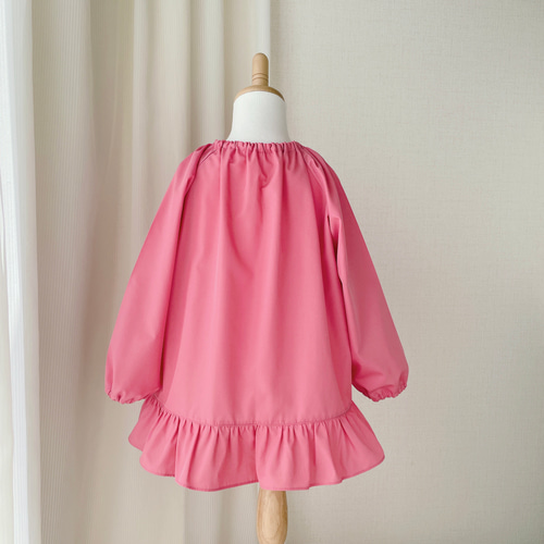 女の子 スモック 110 花柄 小花 ピンク フリル 女の子 スモック 110 花