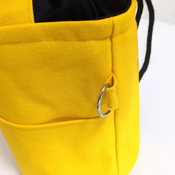 バナナイエロー帆布バケツ型トートバッグ・ポケット・巾着付き 5枚目の画像