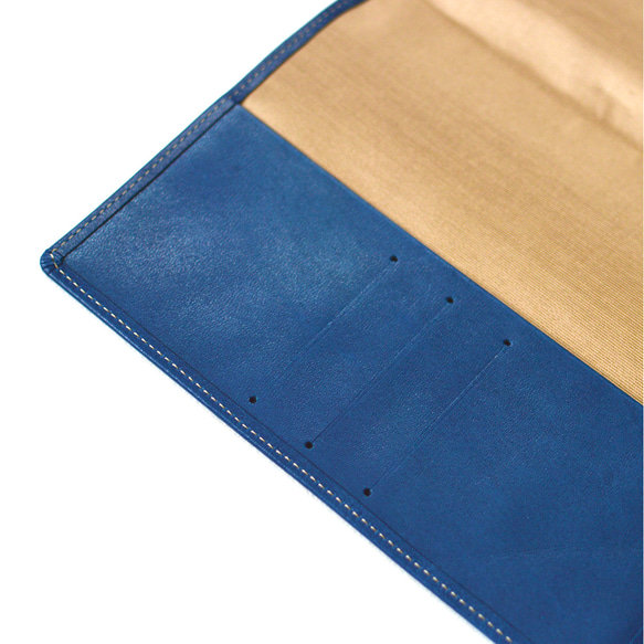 【B6サイズ手帳カバー：インディゴブルー】スムース（牛）革製　MK-1002-SS 7枚目の画像