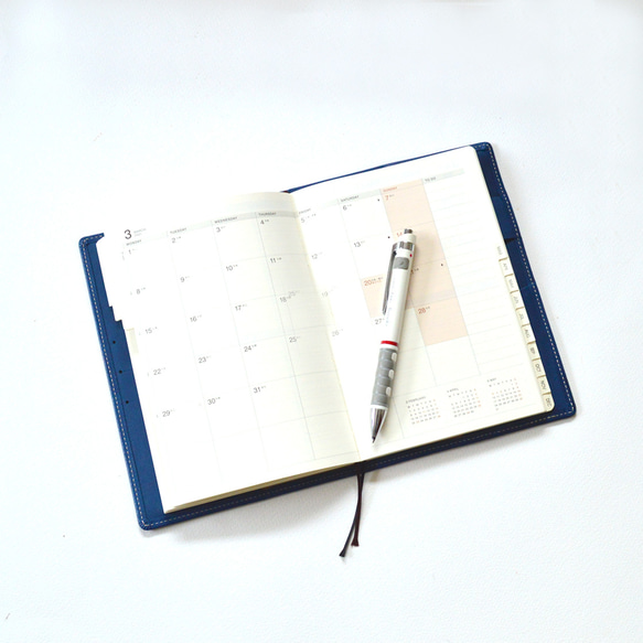 【B6サイズ手帳カバー：インディゴブルー】スムース（牛）革製　MK-1002-SS 6枚目の画像