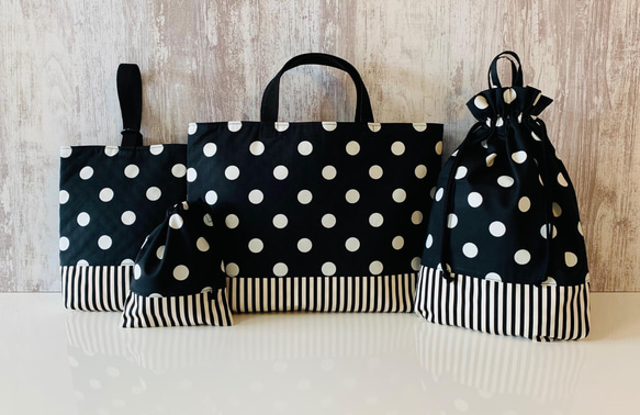 花柄×ラベンダーストライプ　入園入学3点セット 女の子　ハンドメイド 入園入学グッズ 5点セット - 保育園 幼稚園 レッスンバッグ 花柄