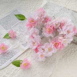 桜 ハートリース 、春リース、桜リース、桜ハンドメイド2024 1枚目の画像