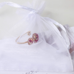 【華やかring】押し花の指輪 かすみ草 リング フリーリング 透明 クリア レジン ワイヤー 7枚目の画像