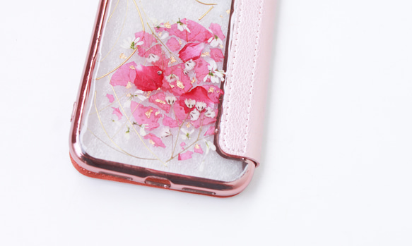 【deep bless】スマホケース 手帳型なのにクリアが可愛いケース  iPhone 押し花 ドライフラワー　 3枚目の画像