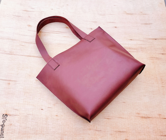 【姫路レザー】一枚革のクラフトマンレザートートバッグ（シンプル/メンズ/レディース/プレゼント/A4）ブラウン 3枚目の画像