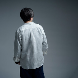 [訂製] [wafu] 亞麻襯衫 超高密度亞麻細褶襯衫 / 白色 t032k-wt1 第3張的照片