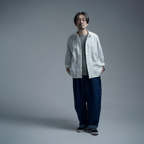 wafu】【受注製作】【Sサイズ】やや薄地リネン 波ピンタック