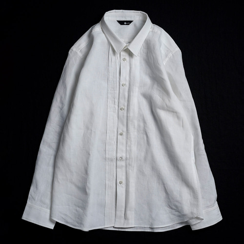 極美品✨45R リネン ピンタック プルオーバー シャツ ホワイト 1 L相当 受注製作】【wafu】Linen Shirt 超高密度リネン ピンタック