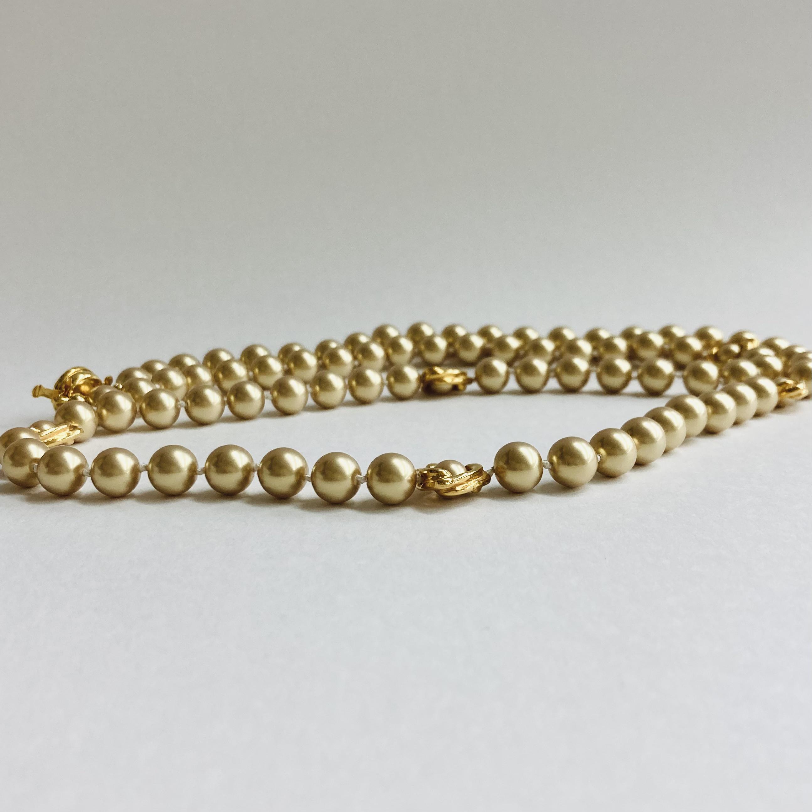 ガラスパールオールノットアシメオペラネックレス/8mm約80cm/ゴールド/G/made in japan