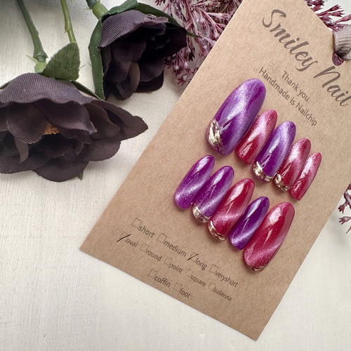 ネイルチップ‪‪❤︎‬パープル 紫 マグネット 量産型地雷韓国ワンホンイニシャル ネイルチップ‪‪❤︎‬パープル 紫 マグネット 量産型地雷韓国ワン‬