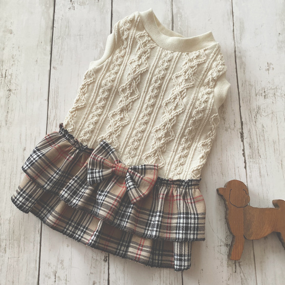 犬服 ハンドメイド アランニット風 犬服＊アラン風ニット＊2カラー＊XXS〜L＊ ペット服