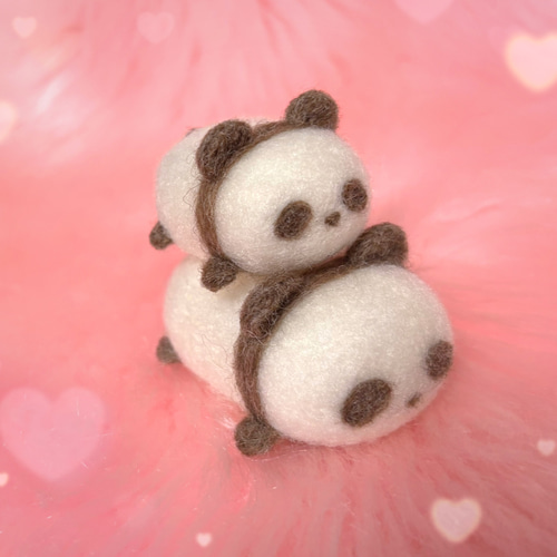 ふわぱん（こげちゃ）☆羊毛フェルトのふわふわパンダふわぱん(こげ