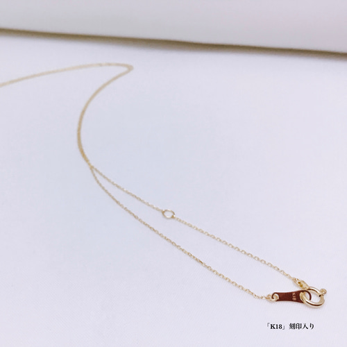 18金 一粒 ダイヤモンド ペンダント × アズキチェーン ネックレス「4月 