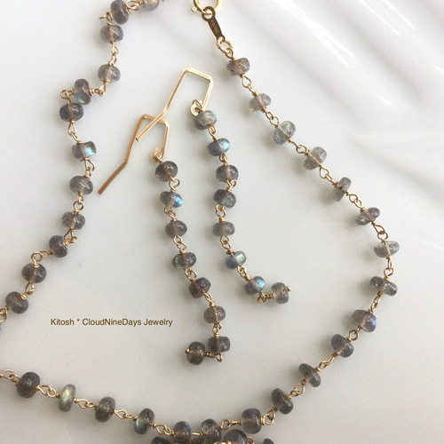 専用♡14kgf 14KGF製ラブラドライド ゴールドワイヤードネックレス 48cm 宇宙を