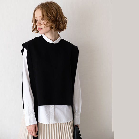 Yamagata Knit グレー ピンク ニットベスト セブンフェアリー レディース ベスト（条件：ピンク系、トップスのサイズ