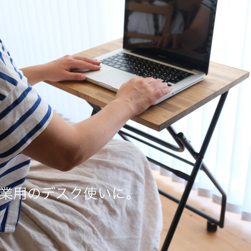 92.移動がラクラク折りたたみデスク/アイアン/机/テーブル/作業台