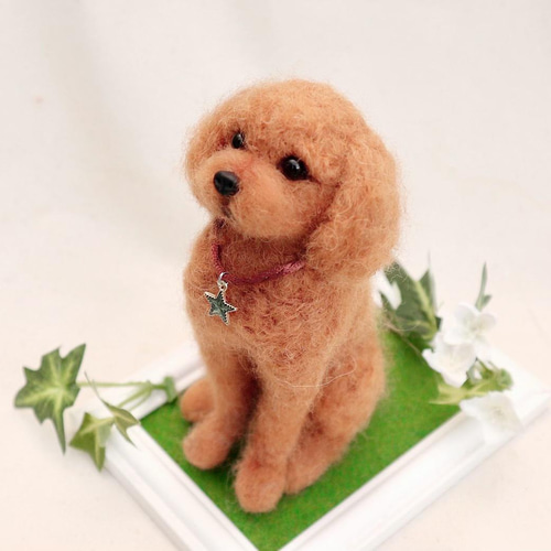 羊毛フェルト 獅子舞犬 トイプードル ハンドメイド - 置物
