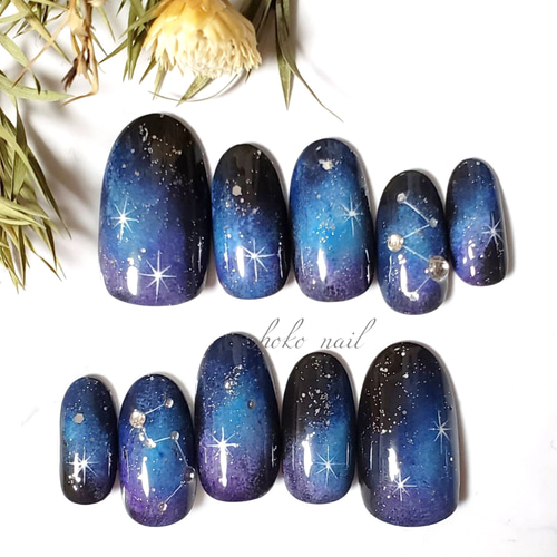 ギャラクシー 宇宙 星座 ネイルチップ ネイルチップ（つけ爪） しょこ  