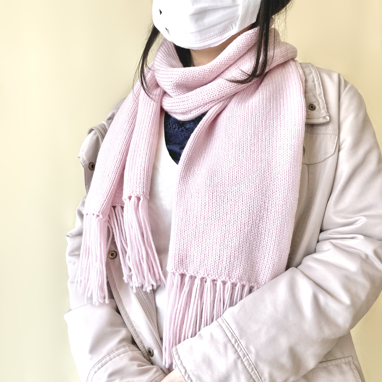 150色＊推し色で作るシンプルフリンジマフラー＊機械編みニット＊送料無料