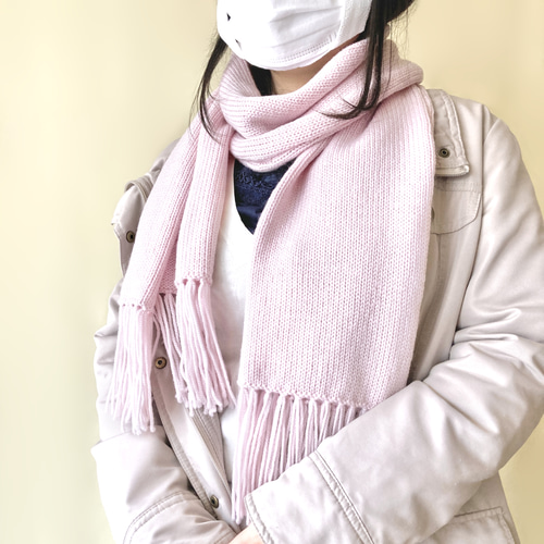 150色＊推し色で作るシンプルフリンジマフラー＊機械編みニット＊送料
