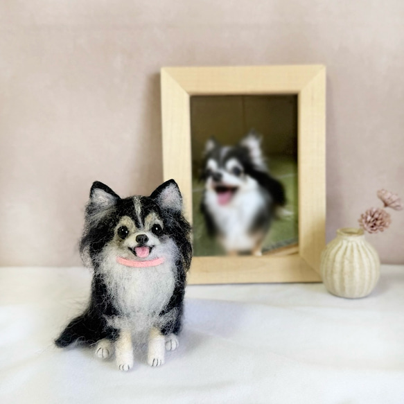 羊毛フェルト　オーダーマスコット　ペットさんお作りします おかえり、うちの子。 小さくなって帰ってくる、写真から作る羊毛