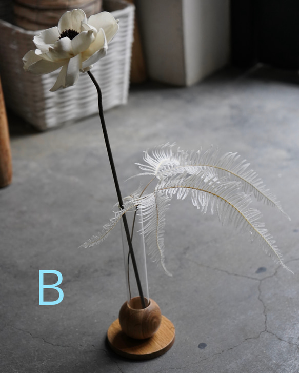 ドライフラワーとガラス×ウッド 花瓶セット 4枚目の画像