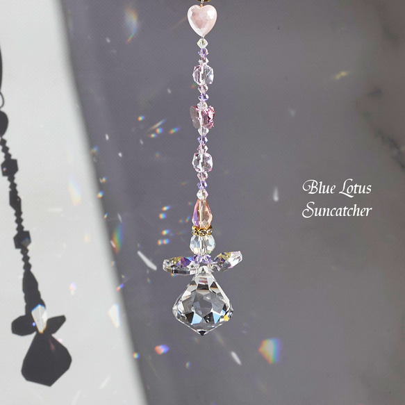 ピンク系】天使のサンキャッチャー＊蝶モチーフ／癒しと安らぎ