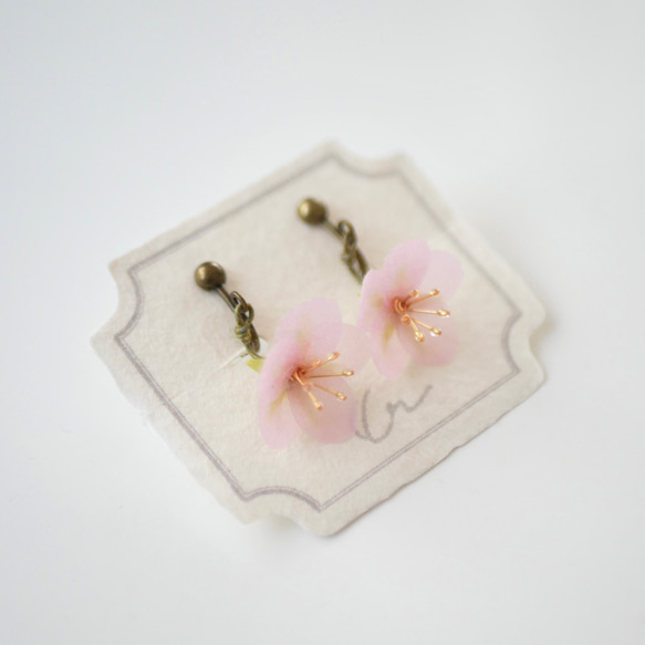 和紙の花「大和の桜 」 未来（一輪）　イヤリング ／ピアス 桜ハンドメイド2024 3枚目の画像