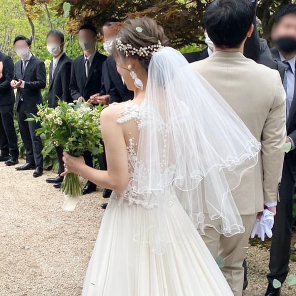 小花 カチューシャ 花嫁 小枝  ゴールド リーフ 結婚式  ウエディング【ゼクシィ掲載】４WAYタイプのヘッRE46 2枚目の画像