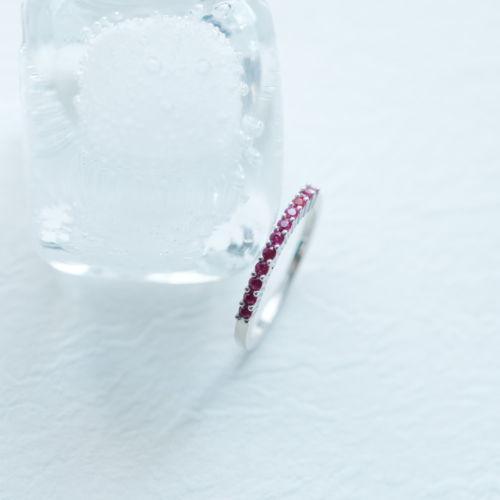 ルビー パヴェ 細身 リング シルバー925