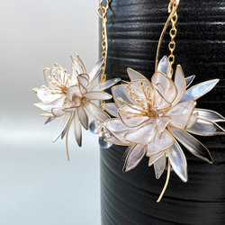 月下美人 -無彩(黒銀）- （フック）p1118 ピアス（フック・チェーン