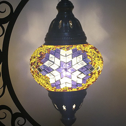 トルコモザイクランプ ムーンスタンド M（オリジナルデザインガラステーブルランプ）