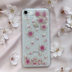 《iPhone全機種対応》舞い散る桜のiPhoneケース(スマホケース)〈花柄〉クリアケース さくら 2枚目の画像