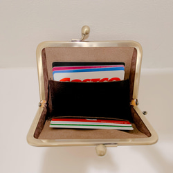 姫路レザーポッケ付きがま口財布◆黒　カード入れ　名刺入れ 3枚目の画像