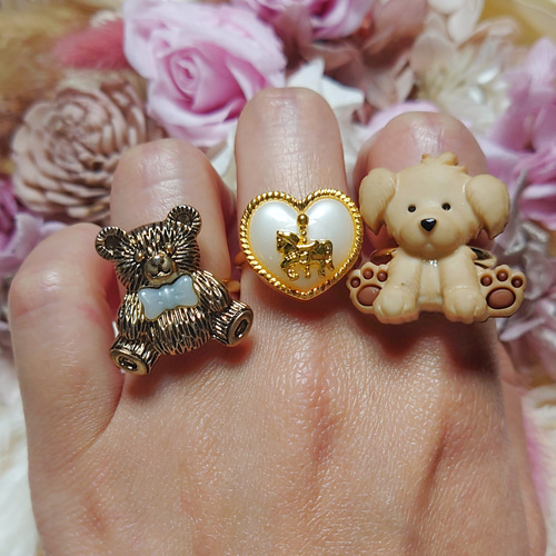 推し色 くまちゃん リング テディベア ライブ コンサート くま 指輪