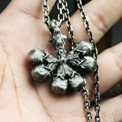 トランプクラブ925シルバーネックレス、ギャンブルラッキーペンダント