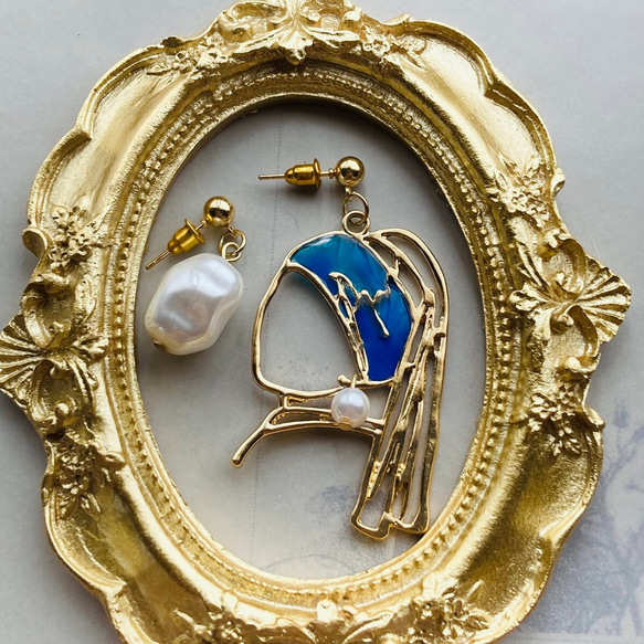 再販✖️10  ルノワール　イロアソビ　真珠の耳飾りをつけた少女　ピアス　イヤリング 3枚目の画像