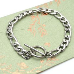 夏ブレス 金属アレルギー対応 汗や水に強いサージカルステンレス製  6㎜フィガロチェーンブレスレット メンズアクセ 5枚目の画像