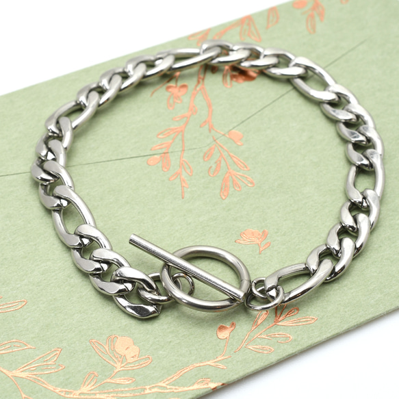 夏ブレス 金属アレルギー対応 汗や水に強いサージカルステンレス製  6㎜フィガロチェーンブレスレット メンズアクセ 5枚目の画像