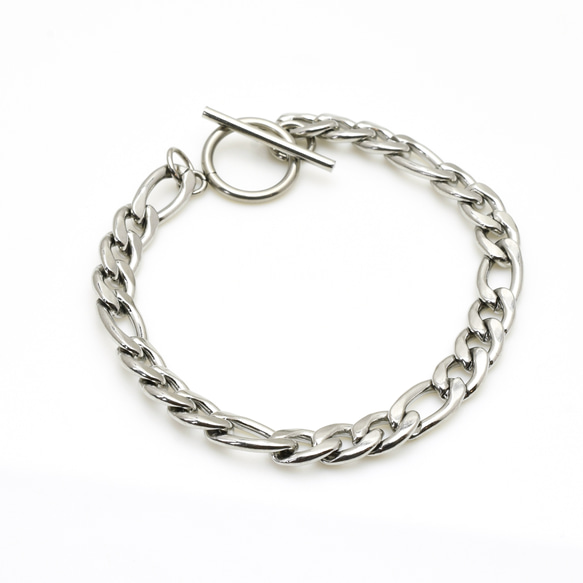 夏ブレス 金属アレルギー対応 汗や水に強いサージカルステンレス製  6㎜フィガロチェーンブレスレット メンズアクセ 1枚目の画像