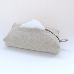 リネンのティッシュカバー（キナリ） 2枚目の画像