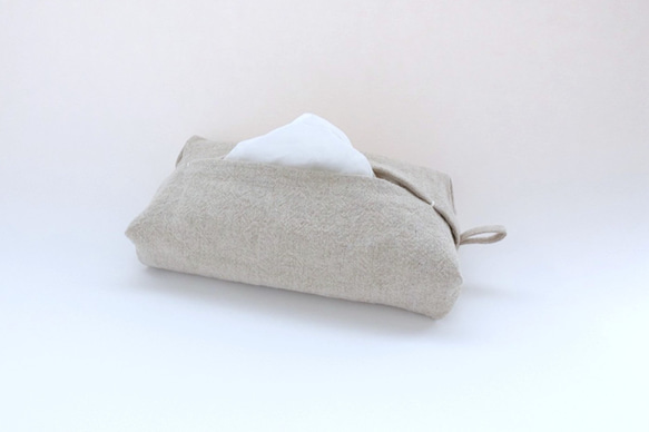 リネンのティッシュカバー（キナリ） 2枚目の画像