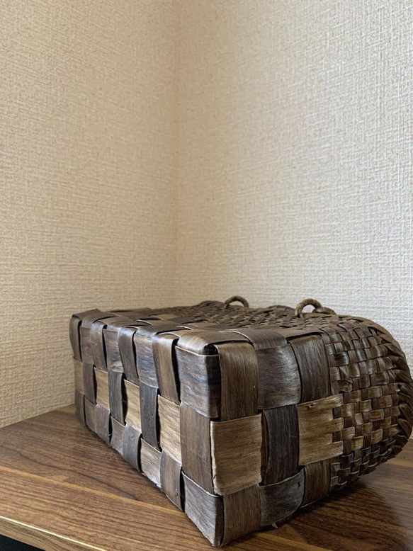 胡桃　胡桃籠バッグ　手作り　くるみかごバッグ　市松編み　内布あり 