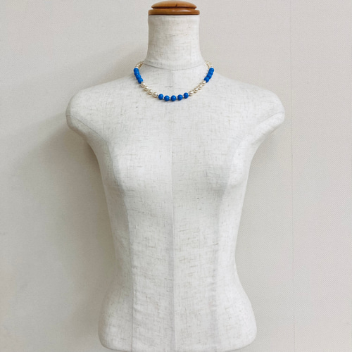 Toile/トワル　アンティークビーズ ネックレス　ブルー VINTAGE - ヴィンテージネックレス ビーズ ガラス玉 青 ブルー