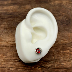 石榴石銀男士耳環/銀925一隻耳朵/第二隻耳環/男士禮物/pe49 第2張的照片